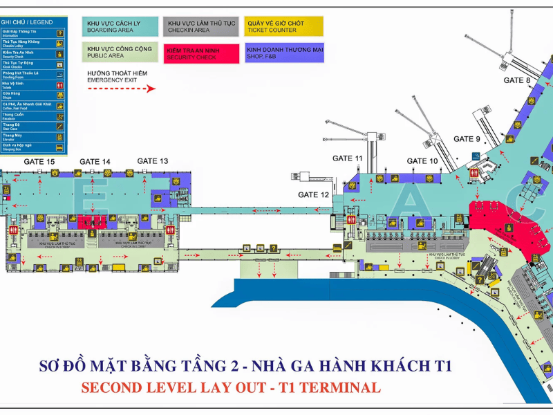 sơ đồ nhà ga t1 sân bay nội bài